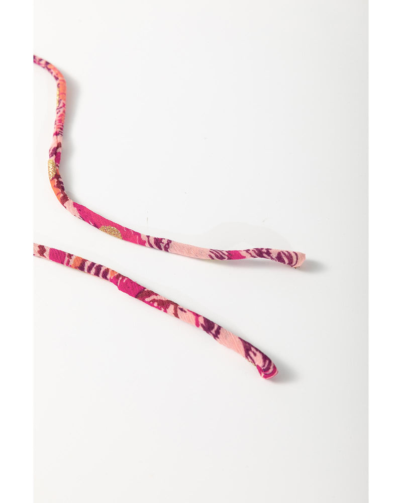 Red Floral Print Ruffled Puff Short Sleeve Blouse - S