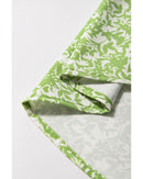 Light Green Floral Ruffle Puff Short Sleeve Frilled Collar V Neck Blouse - XL