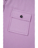 Orchid Bouquet Corded Flap Pocket Collared Buttoned Short Sleeve Blouse - M