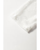 White Mesh Bow Pattern Long Sleeve Top - S