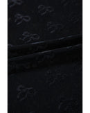 Black Mesh Bow Pattern Long Sleeve Top - L