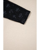 Black Mesh Bow Pattern Long Sleeve Top - L