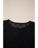 Black Mesh Bow Pattern Long Sleeve Top - S