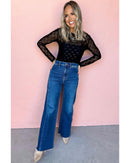 Black Mesh Bow Pattern Long Sleeve Top - XL