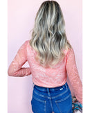 Blossom Floral Lace Sheer Long Sleeve Top - L