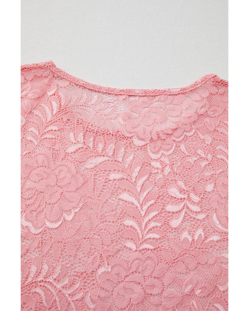 Blossom Floral Lace Sheer Long Sleeve Top - M