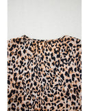 Apricot Leopard V Neck Half Sleeve Blouse - XL