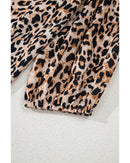 Apricot Leopard V Neck Half Sleeve Blouse - XL