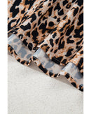 Apricot Leopard V Neck Half Sleeve Blouse - XL