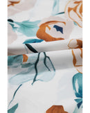 Green Floral Print Puff Sleeve V Neck Babydoll Blouse - XL