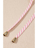 Pink Floral Print Drawstring V Neck Peplum Blouse - S