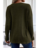 Jungle Green Rib Textured Henley Knit Top - S