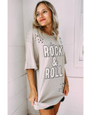 Gray Rock & Roll Graphic Distressed Vintage Tee - S