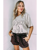 Gray Rock & Roll Graphic Distressed Vintage Tee - XL