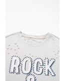 Gray Rock & Roll Graphic Distressed Vintage Tee - XL