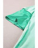 Bright Green Contrast Color Patchwork Half Button T Shirt - S