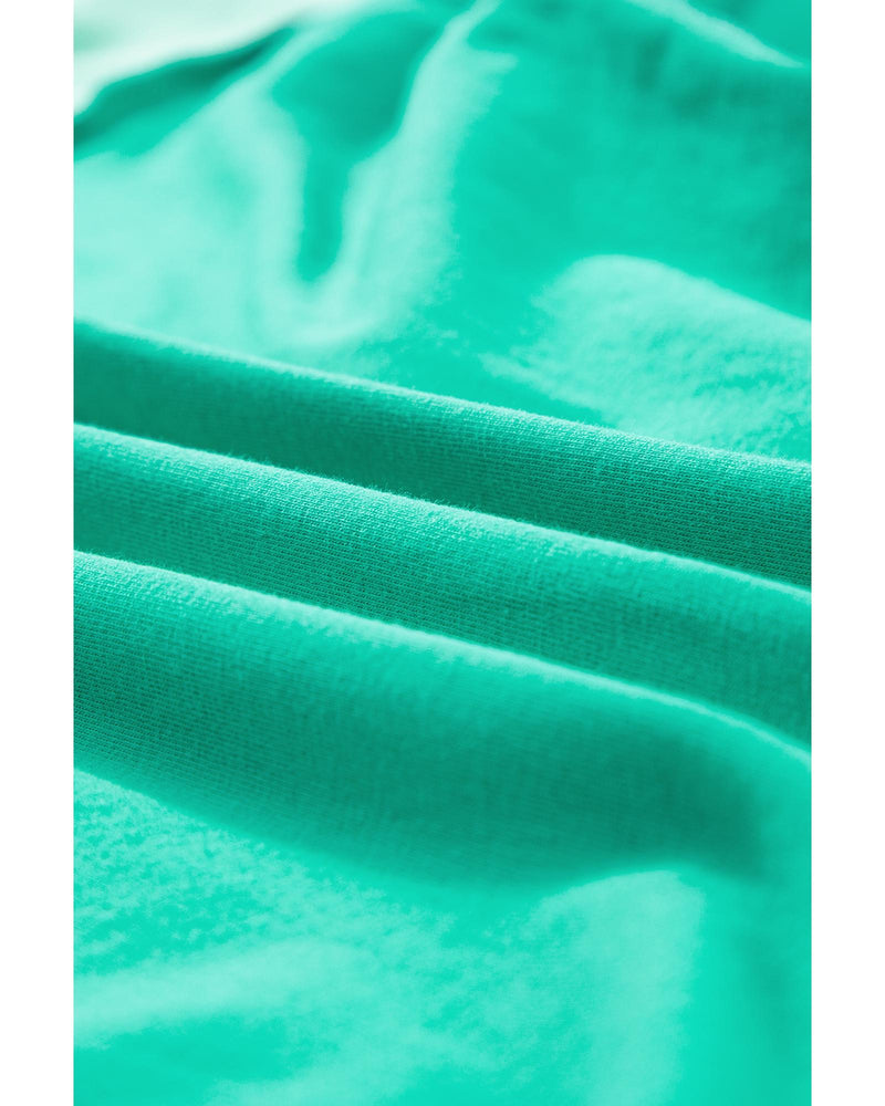 Bright Green Contrast Color Patchwork Half Button T Shirt - S