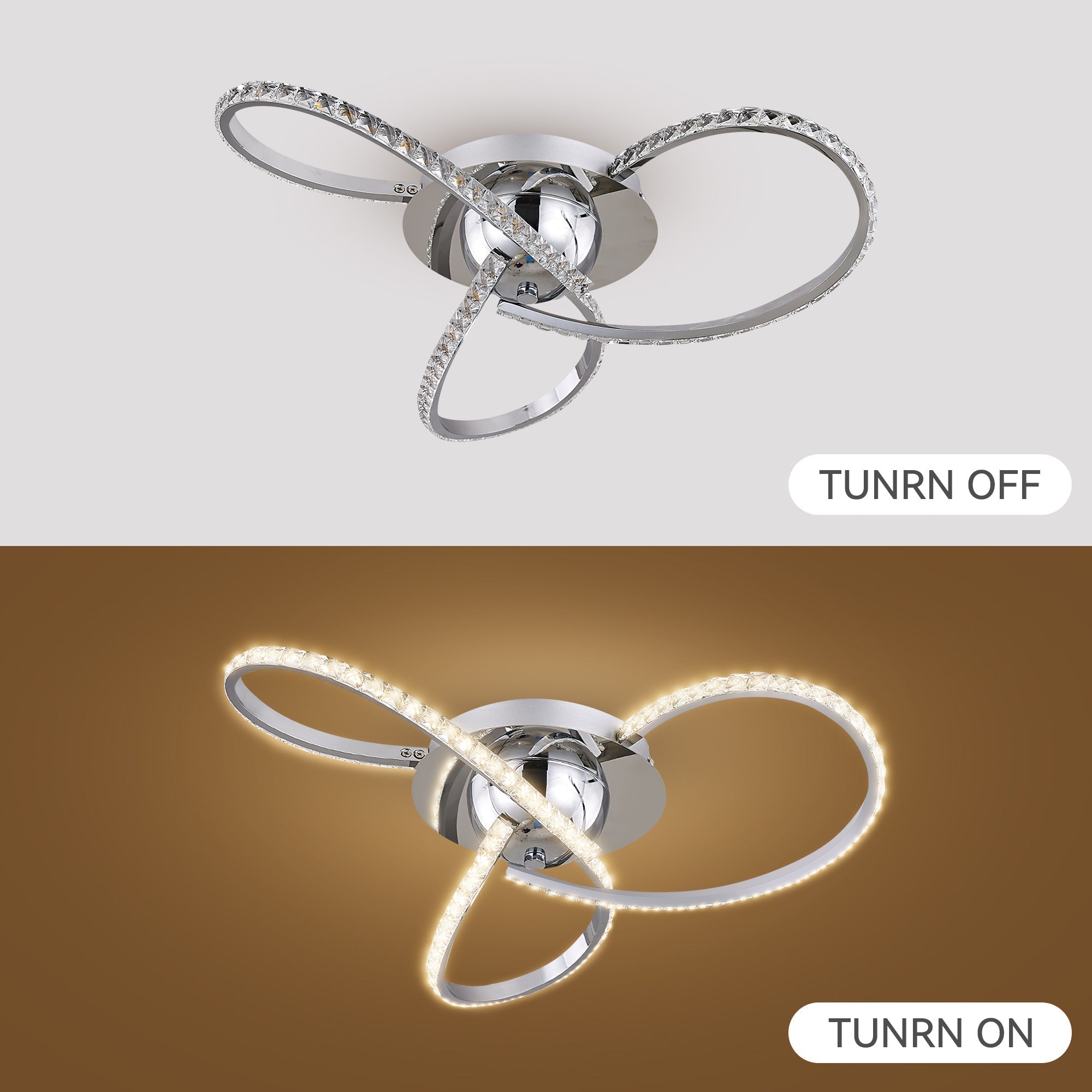 Irie Dimmable 3 Lights LED Ceiling Light - Chrome