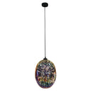 Moravian Glass Oval Pendant Light - Chrome