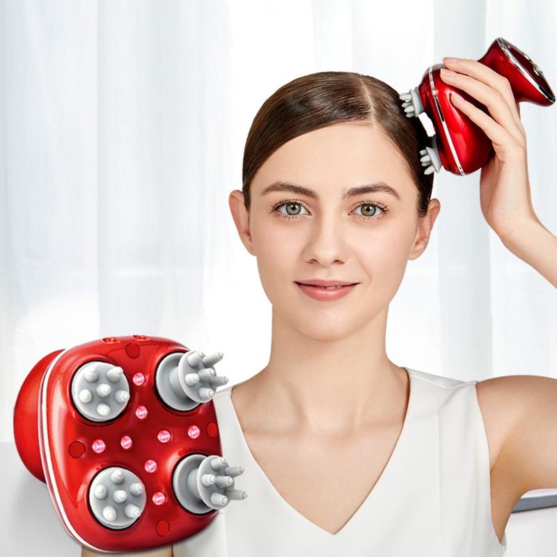 Electric Scalp Massager Multifunctional Vibration Therapy - Red