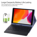 Bluetooth Tablet Case For Ipad 10.2 / Ipad Air 2019 With Touch Pad & Backlight & Pen Holder - Detachable Microfiber Leather - Black