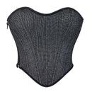 Gray Gothic Punk Crop Top Women Lacing Bandage Bustier With Zipper Plus Size S-Xxl - Xxl