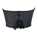 Gray Gothic Punk Crop Top Women Lacing Bandage Bustier With Zipper Plus Size S-Xxl - Xxl