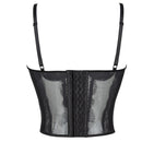 Mesh Lace Plus Size Corset With Spaghetti Straps & G-String 9 Plastic Bones Hook Adjust S-Xxxl - S