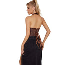 Fish Bone Jacquard Deep V-Neck Corset Crop Top With Halter Neck Plus Size - 6Xl