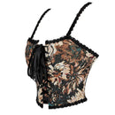 Brown Steampunk Vest Tank Top With Lace And Strap Plus Size S-6Xl - 5Xl