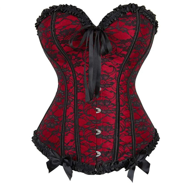 Plus Size Fishbone Corset Lace Up Boned Pleated Vintage Shapewear For Women - Xxxl