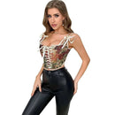 Floral Print Bowknot Tie Strap Sleeveless Vest Corset Bustier Plus Size S-Xxl - L