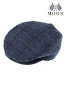 DENTS Abraham Moon Tweed Flat Cap Wool Ivy Hat Driving Cabbie Quilted - Blue