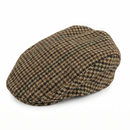 DENTS Abraham Moon Tweed Flat Cap Wool Ivy Hat Driving Cabbie Quilted - Brown