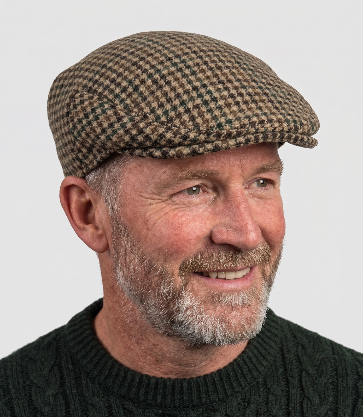 DENTS Abraham Moon Tweed Flat Cap Wool Ivy Hat Driving Cabbie Quilted - Brown