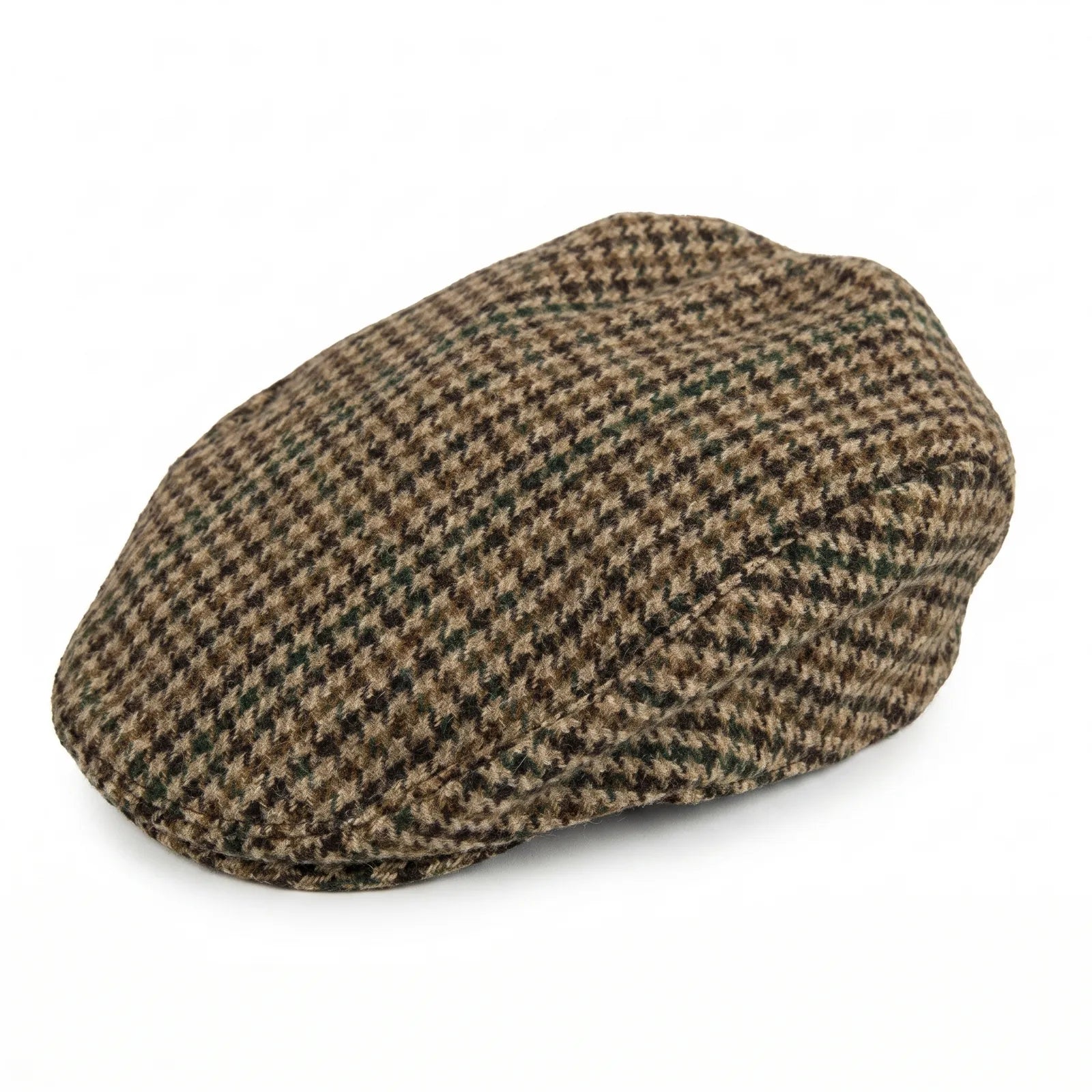 DENTS Abraham Moon Tweed Flat Cap Wool Ivy Hat Driving Cabbie Quilted - Brown