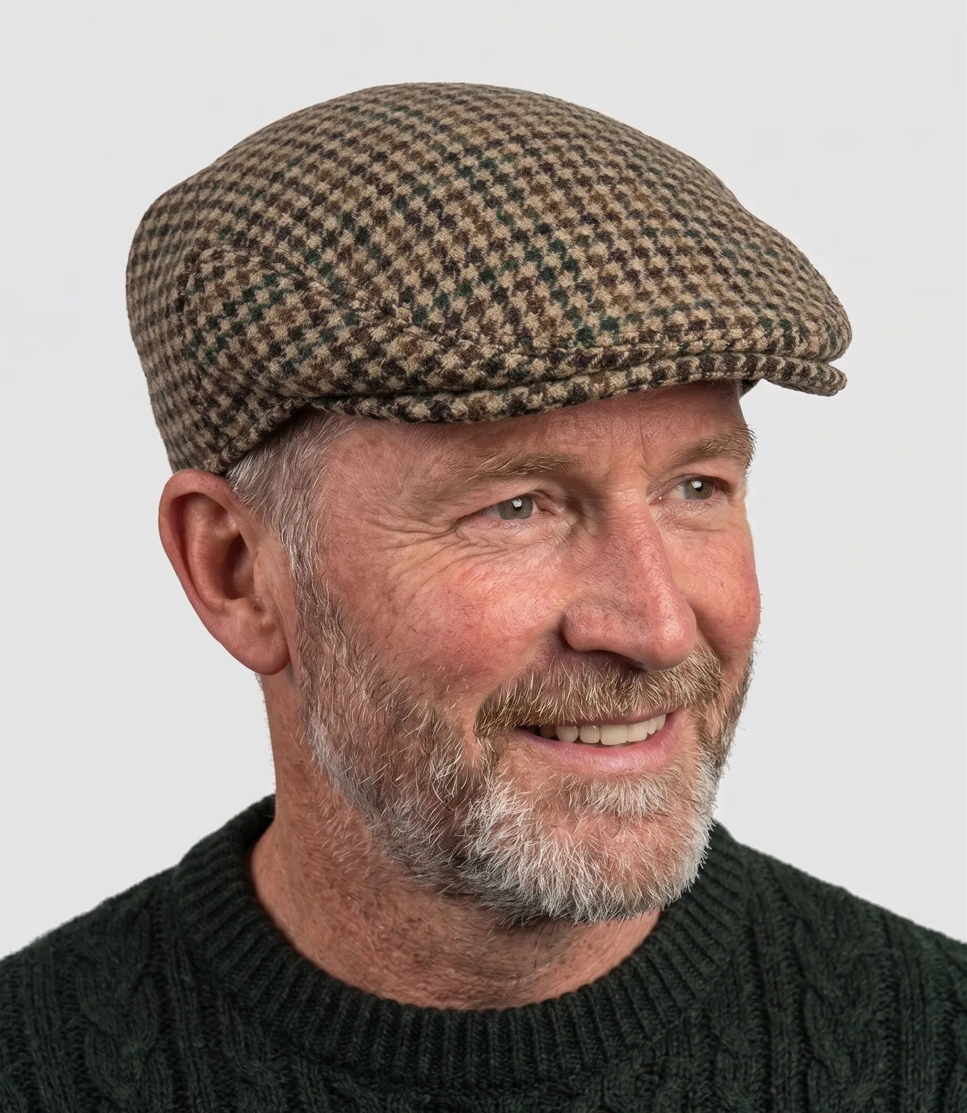 DENTS Abraham Moon Tweed Flat Cap Wool Ivy Hat Driving Cabbie Quilted - Brown