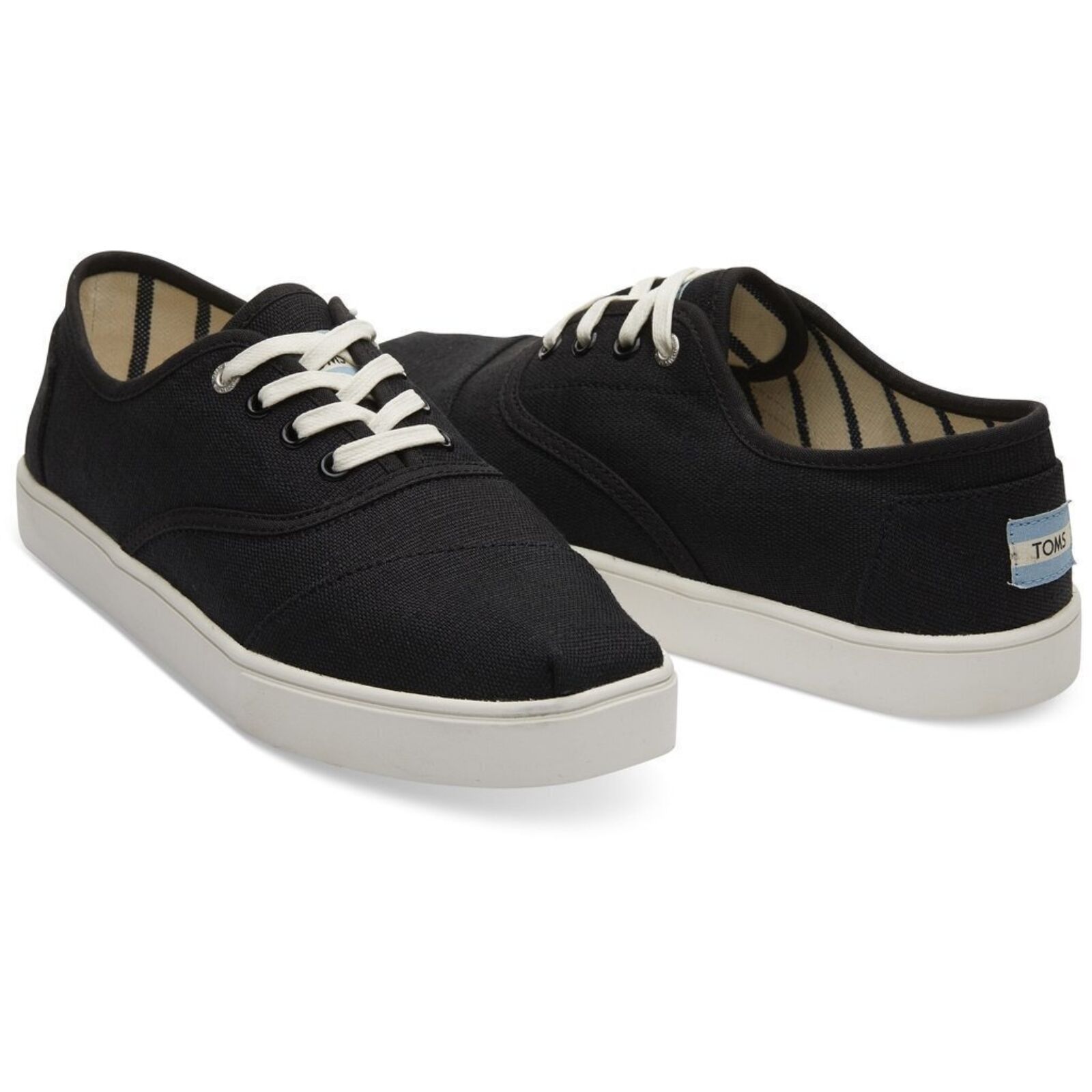 TOMS Heritage Mens Canvas Casual Shoes Sneakers Lace Up Low Cut - Black
