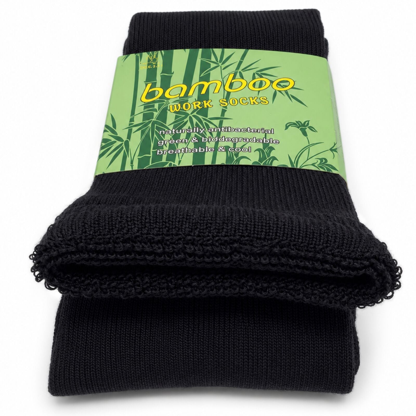 12 Pairs Bamboo Rich Mens Work Socks Thick Cushion Anti Odour - Black
