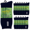 12 Pairs Bamboo Rich Mens Work Socks Thick Cushion Anti Odour - Navy Blue