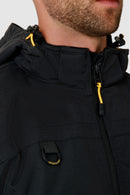 Caterpillar Mens Waterproof Zip Jacket w Hood Chinook CAT Winter Ski in Black - 3XL