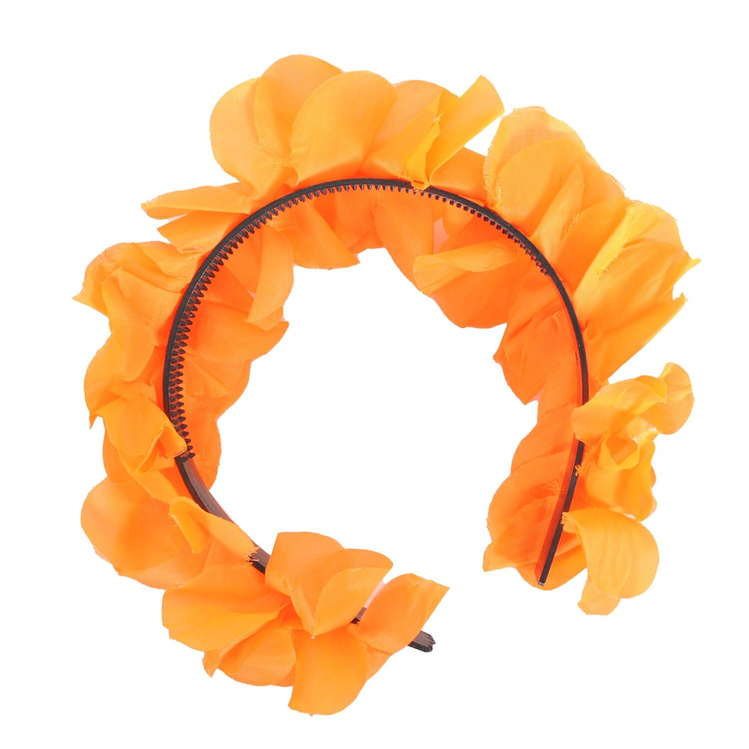 Hawaiian Flower Headband Wreath in Orange – Tropical Luau Costume Accessory