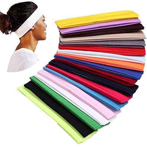 PLAIN HEADBAND Elastic Stretch Sports Yoga Hair Band Unisex 8cm - Hot Pink