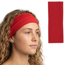 PLAIN HEADBAND Elastic Stretch Sports Yoga Hair Band Unisex 8cm Wide Wrap - Red