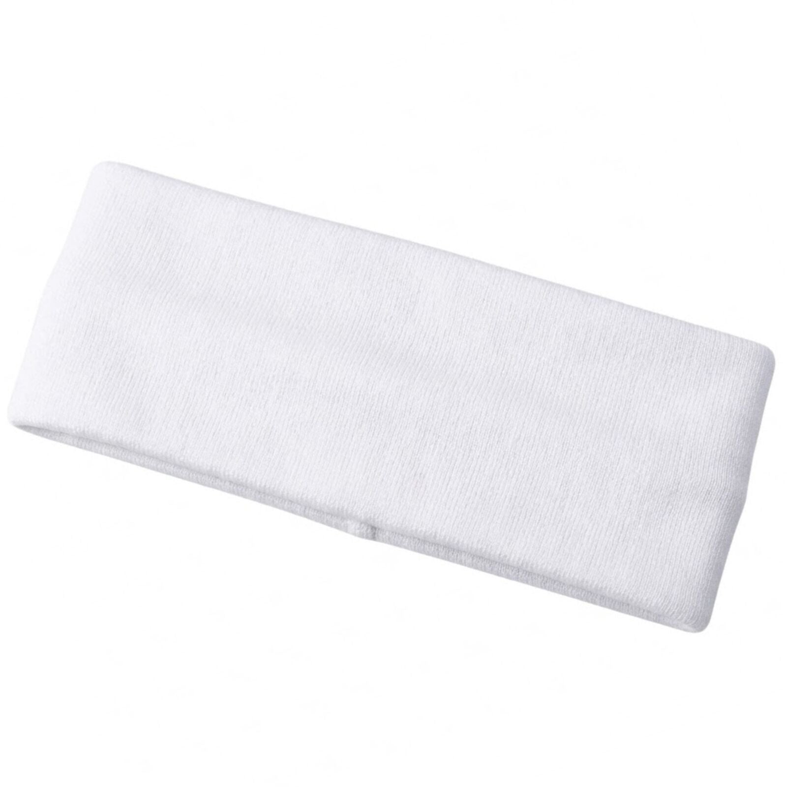 PLAIN HEADBAND Elastic Stretch Sports Yoga Hair Band Unisex 8cm Wide - White