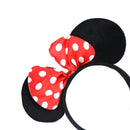 Minnie Mouse Headband Costume Halloween Party Hair Head Band w/ Bow - Black/Red