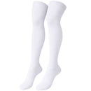 Womens Over Knee Socks Thigh High Stockings Long Stretch - Plain White
