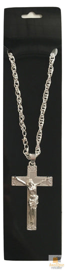 Jesus Christ Metal Necklace Chain Pendant Chain Jewellery Crucifix - Silver