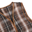 Childrens Brown Checkered Party Costume Vest Boys Kids Victorian, Cowboy or 1920s Style