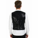 Mens Sequin Vest Waistcoat Disco Sparkle Costume Dance Party One Size - Black